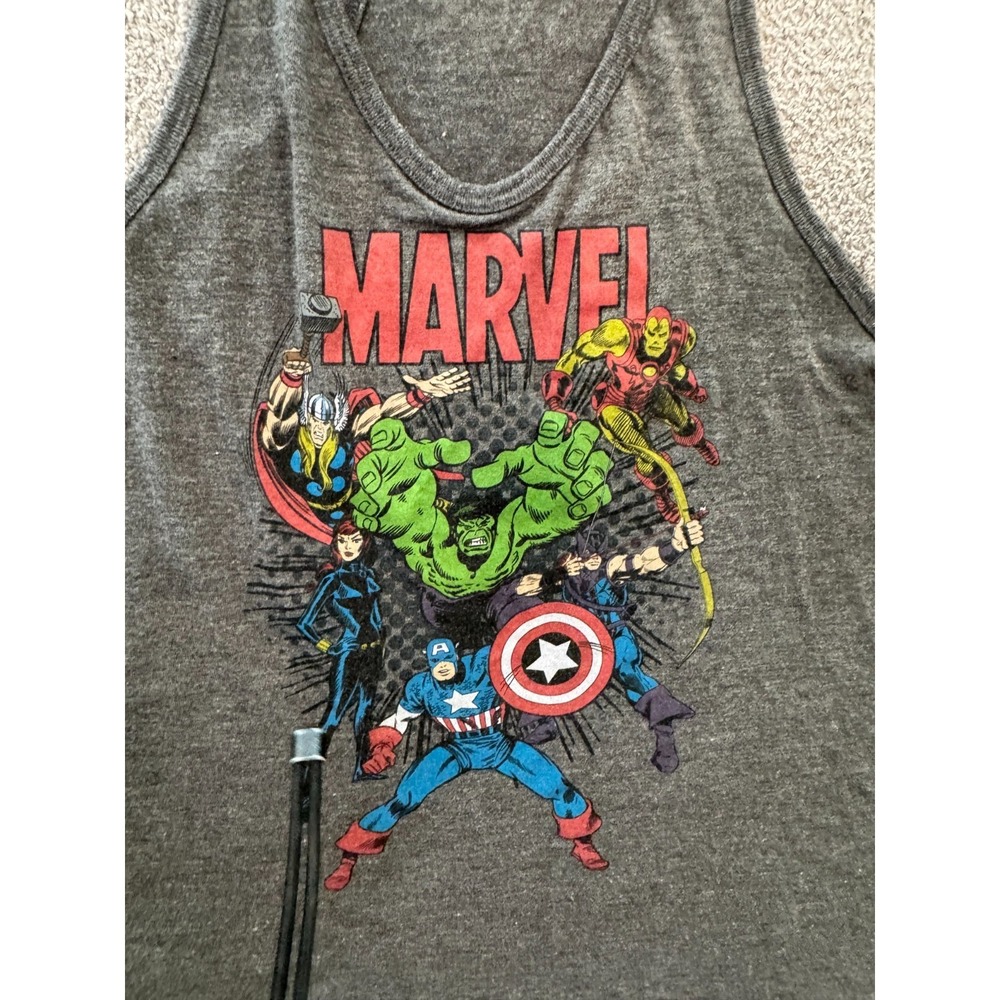 Marvel Tank Top Women's S Avengers Graphic Racerback Mighty Fine Gray Hero